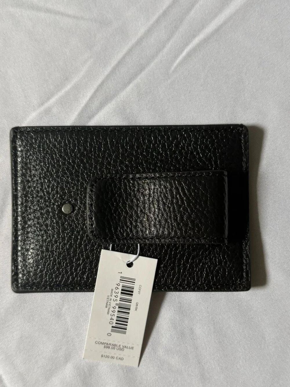 Coach Men's Card Case w/ Money Clip - Black Leather - NWT